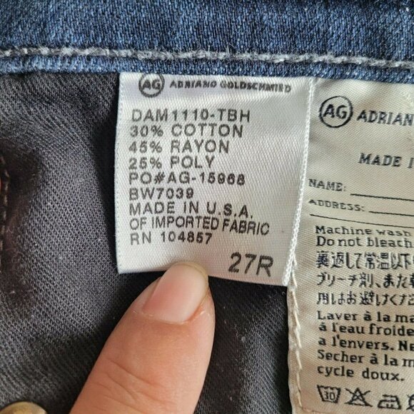 AG Adriano Goldschmied Sz 27 Reg The Stilt Cigarette Jeans Medium Wash Women's - Picture 12 of 12